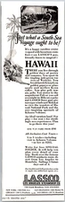 PRINT AD 1928 LASSCO Los Angeles Steamship Co Hawaii South Sea Voyage 3 x 9