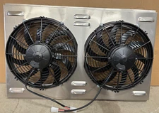 New Aluminum Shroud w/ SPAL Fans fits 1964-1986 GM cars 1972-1998 GM trucks