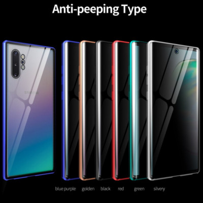 For Samsung S24 Ultra S23 S22 Plus S21 S20 Anti-Spy Magnetic Glass Full Case