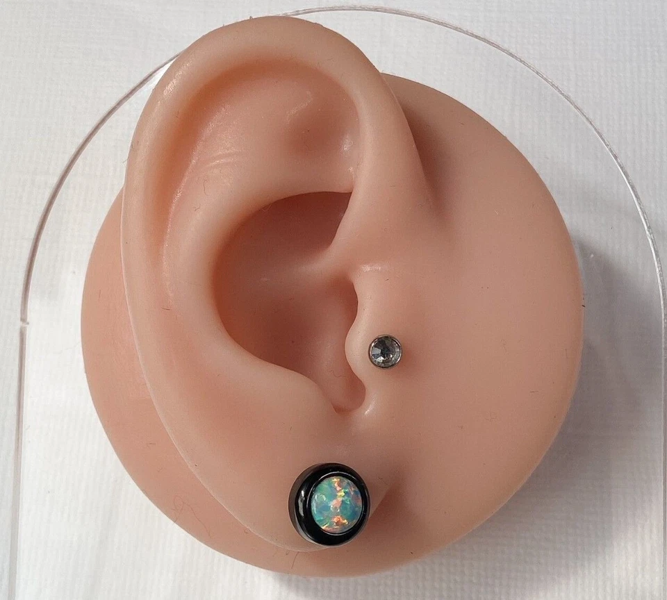 ПАРА большой 6 мм белый опал в 9 мм безель установка 316L хирургическая сталь серьги - Изображение 3 из 4