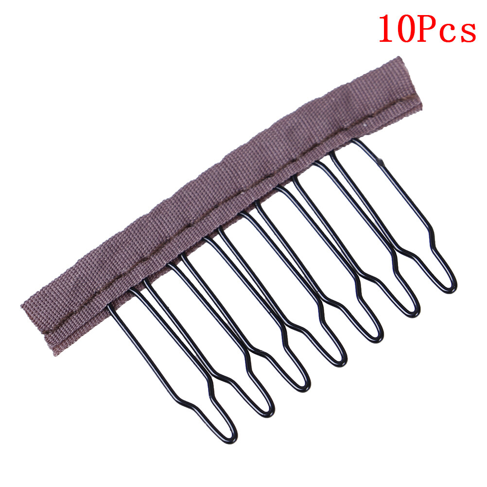 10Pcs comb hair extensions clips steel tooth combs for lace cap wig 7