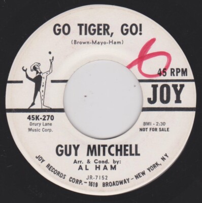 GUY MITCHELL {60s Pop} GO TIGER, GO! / IF YOU EVER GO AWAY  hear ~ PROMO 45