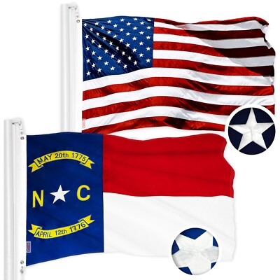 NEW G128 North Carolina Flag and American Flag Set 4x6 FT Embroidered Polyester