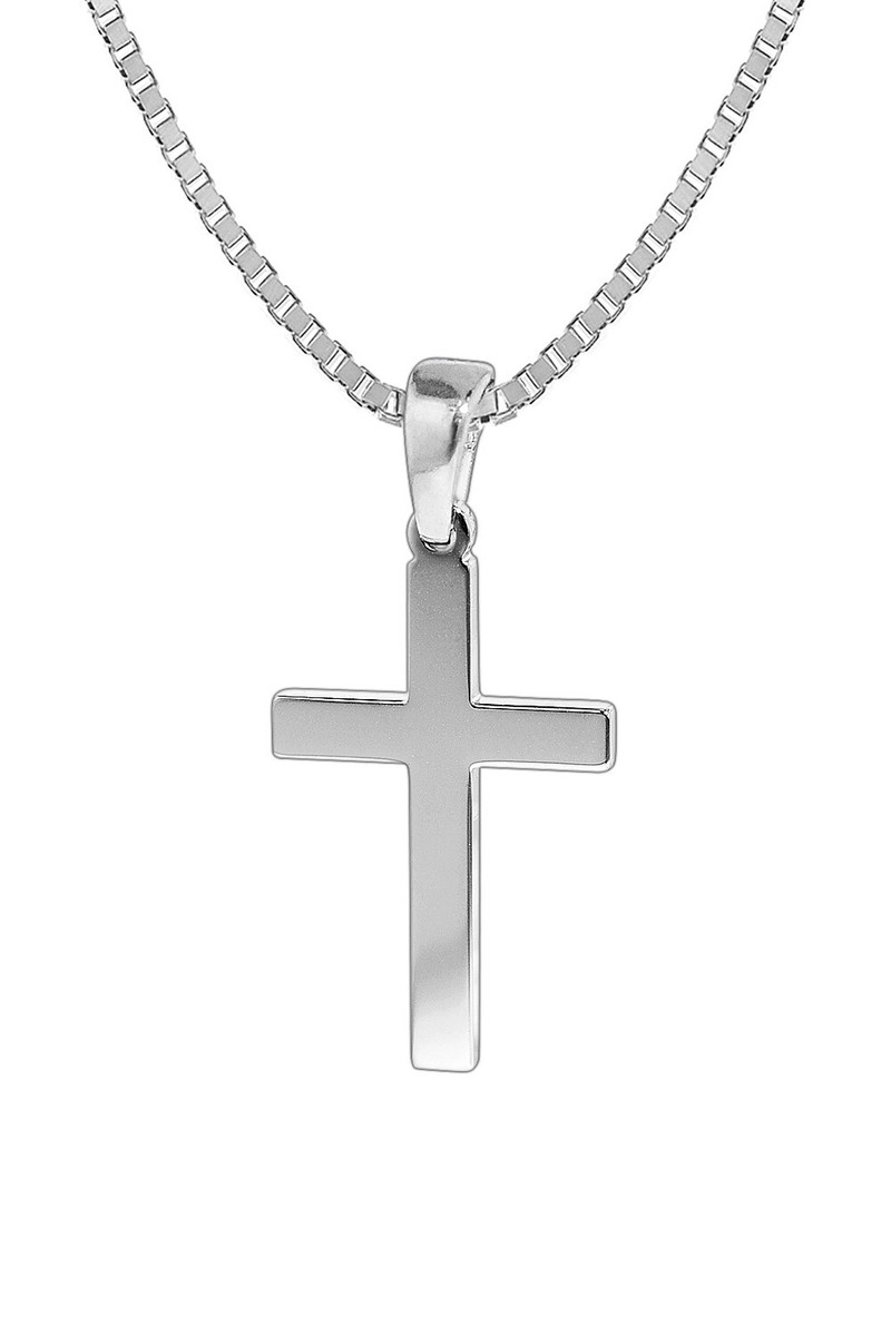 TRENDOR Schmuck Damen Halskette 925 Silber mit Kreuz 21 mm 35843