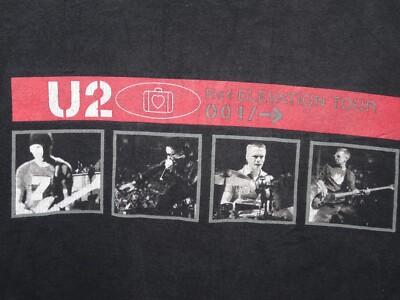 Vintage U2 Band Elevation Tour Concert T Shirt Medium 2001 Made USA Black