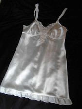 L Shiny Liquid White Beaded Women's LINEA DONATELLA Wedding Nightie Chemise L