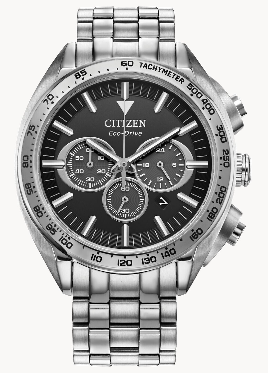 Citizen Eco-Drive Men's Carson Chronograph GMT Date Silver Watch