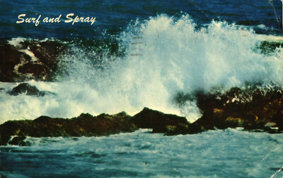 Postcard Surf And Spray CA California Waves Breaking Over Rocks | eBay