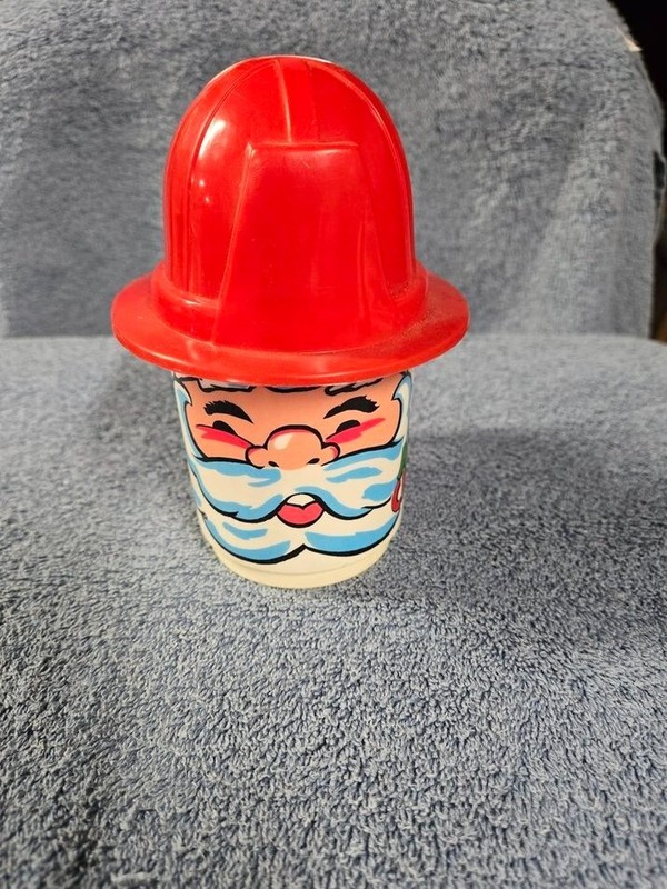 Vintage Christmas Fireman Santa Claus Travel Mug W/ Lid, Deka
