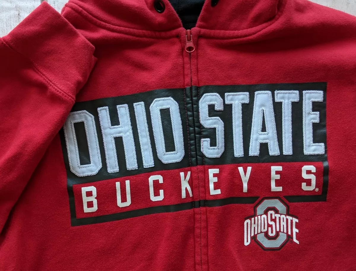 Varsity Authentic apparel Ohio State OSU M embroidered full zip Red Hoodie