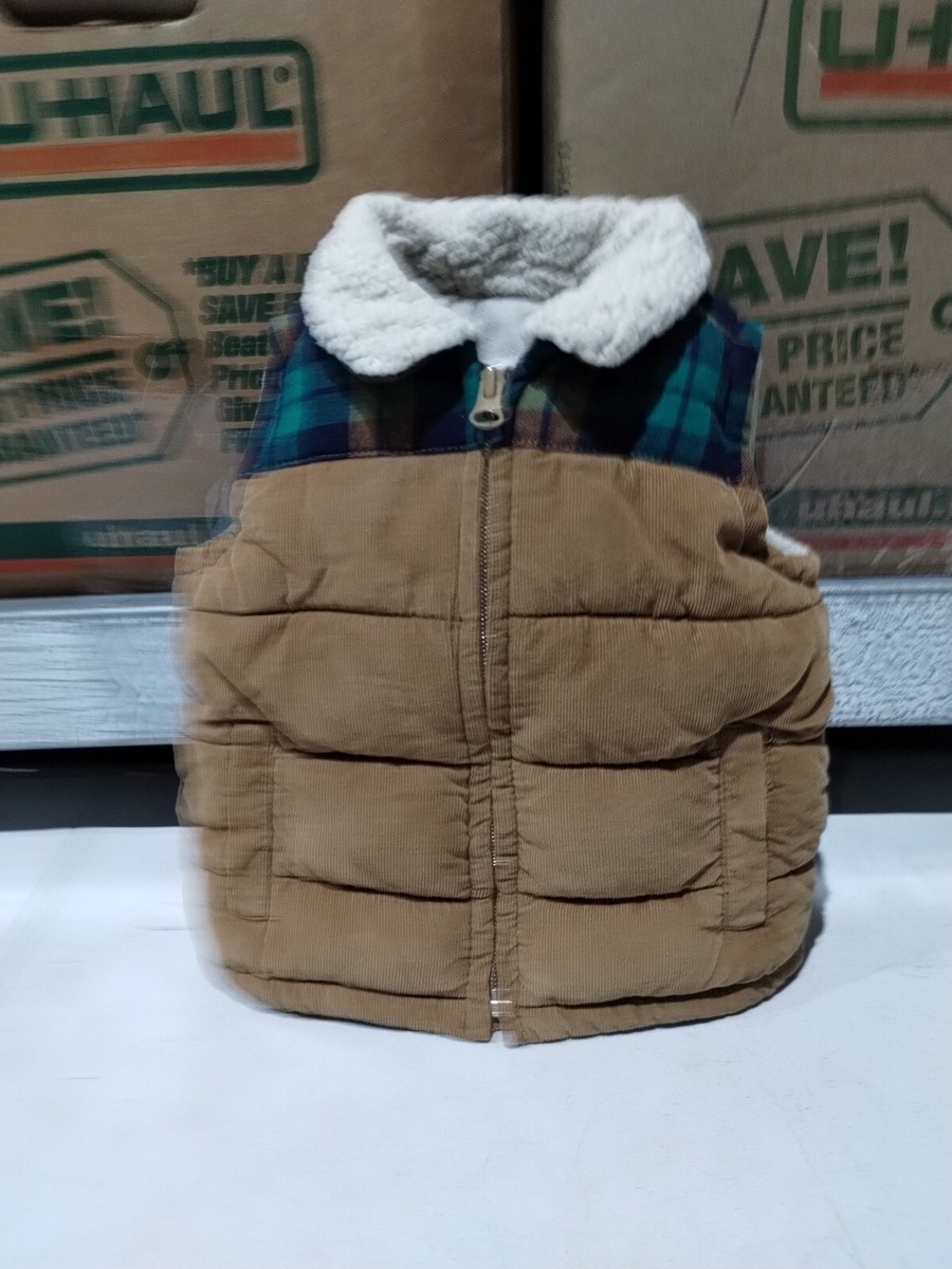 Used Kids Old Navy Plaid Corduroy Vest Childrens Size 12-18 Months