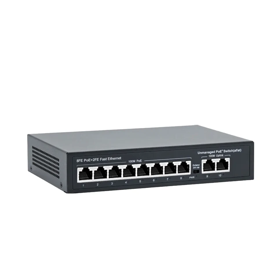 8 Ports 120W POE 10/100Mbps +2 Port Megabit Uplink Ethernet PoE Switch Network - Image 2 of 4