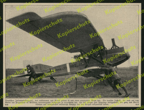 Luftwaffe FFA 8 Junkers J.I 802/17 avion d'infanterie biplan pilote MG 1917 - Photo 1/1