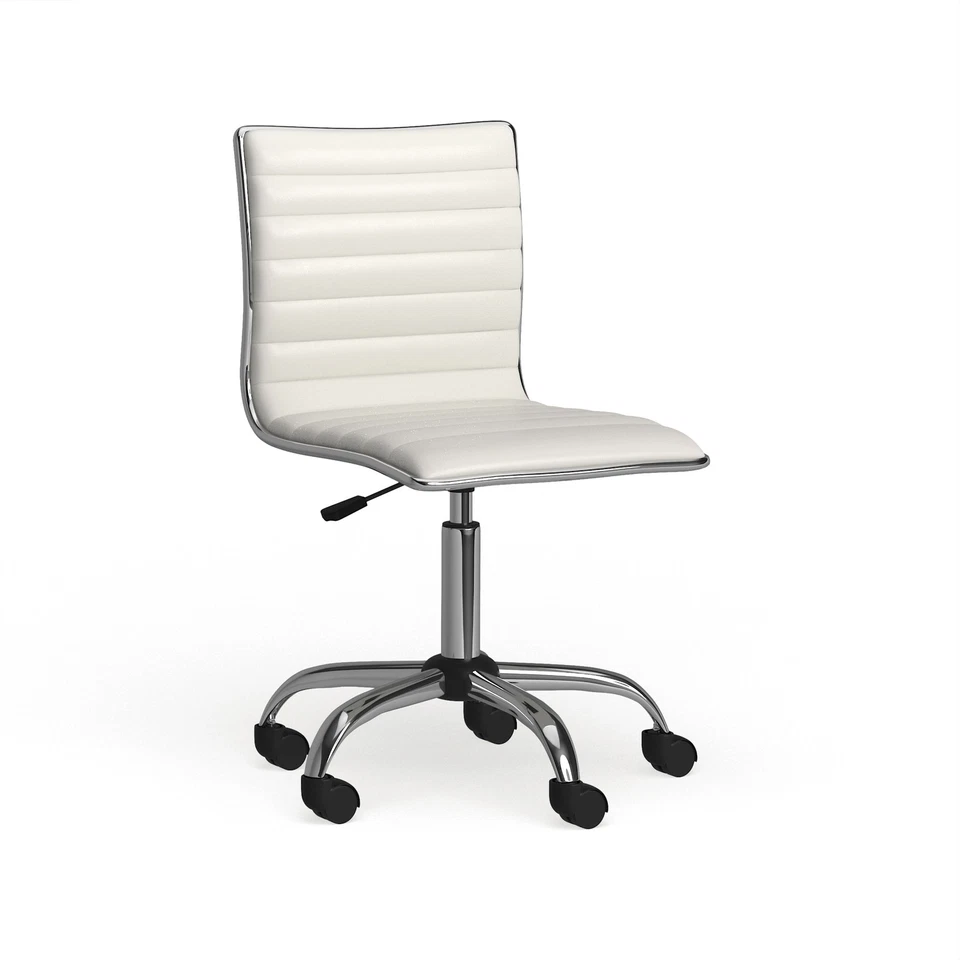 Carson Carrington Lund Modern Chrome Office Chair White - Image 4 of 4