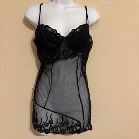 Shirley of Hollywood Vintage Lace Black Chemise Lingerie L