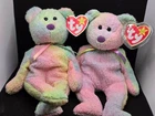 Lot of 2 Ty Beanie Baby Groovy The Bear 1999 Retired Vintage Tie-Dye Plush