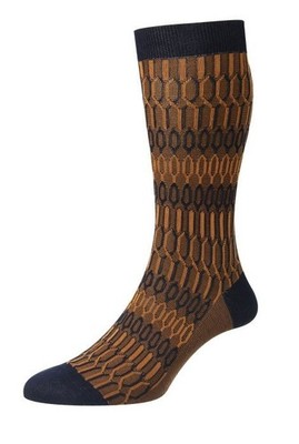 PANTHERELLA Vintage Collection Egyptian Fil D'Ecosse Herrensocken - Navy/Orange