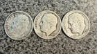 LOT OF 3 - ( 2 - 1949 & 1 - 1949 S ) ROOSEVELT DIMES 90% SILVER