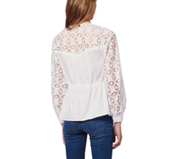 Sandro Bluse Weiß Baumwolle Gr. 36 FR / S Damen Langarmbluse E11646E