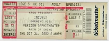 Vintage 2002 Incubus Har Mar Superstar Complete Concert Ticket Stub Irvine CA