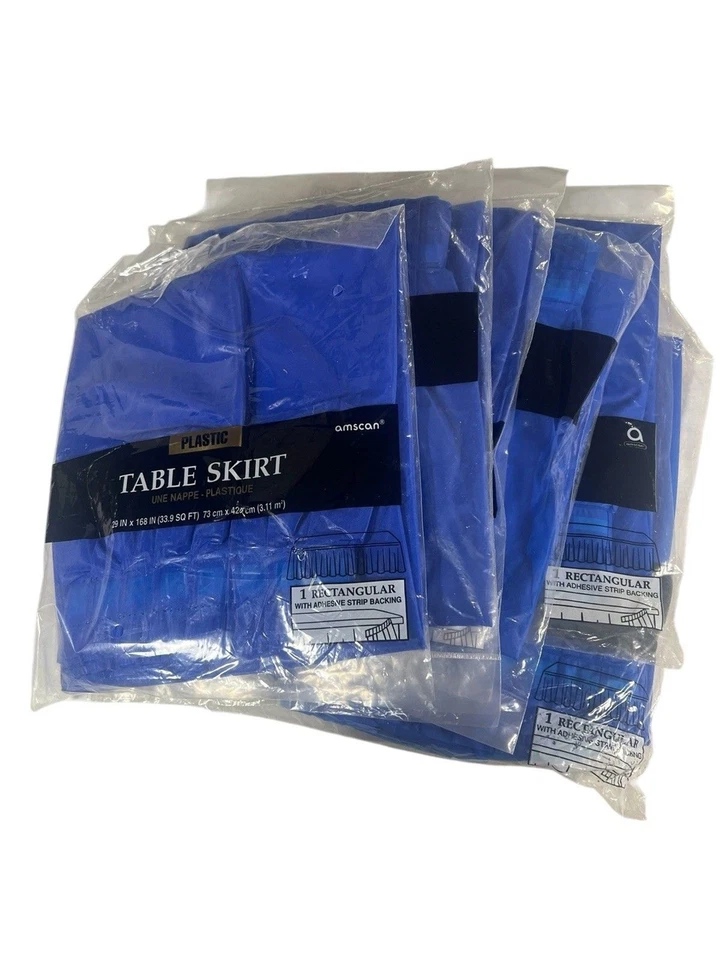 Синяя НАСТОЛЬНАЯ ЮБКА, 29 дюймов x 14 футов плиссированная пластиковая одноразовая водонепроницаемая набор из 6 - Изображение 3 из 4