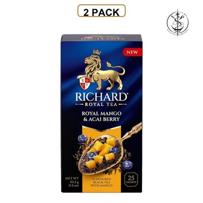 2 PACK - Royal Mango & Acai berry RICHARD Flavoured Black Tea 25 sachets