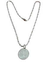 Ann Peden Necklace 2013 Nickel Pendant Silver Tone Ball Bead Chain 18" Unisex