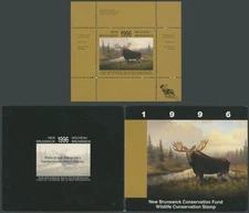1996 CANADA-NEW BRUNSWICK CONSERVATION FUND, MOOSE, S.S. IN BOOKLET, VD.#NBW3