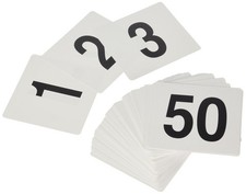 23176 Plastic Table Numbers 1 to 50 Double Side, 4 by 4 Inch, Black on White