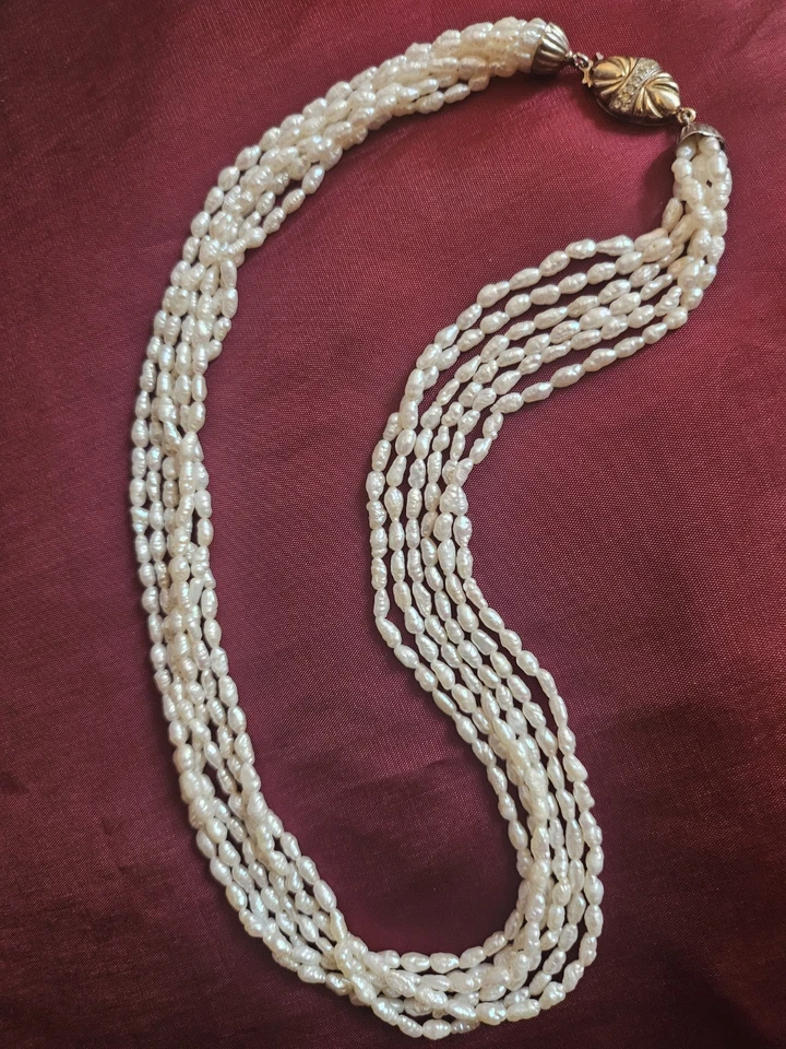 Collana vere Perle acqua dolce con chiusura gioiello argento 800 dorato - Immagine 2 di 4