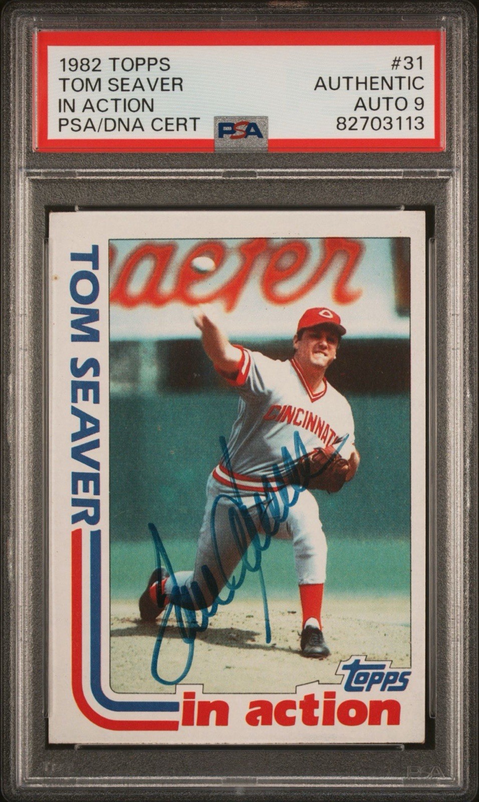 1982 Topps #31 Tom Seaver In Action PSA DNA Authentic Auto 9 HOF