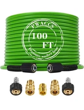 （W3R）PWACCS 100FT Pressure Washer Hose 3600 PSI 1/4” Kink-Free M22 Extension……