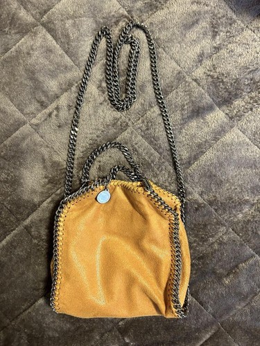 Stella Mccartney Faux Leather Shoulder Bag Falabella Tiny Auth Brown UK 116426 - Picture 1 of 6