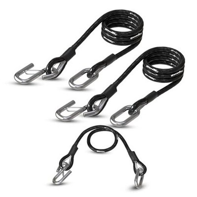 Trailer Safety Cables 3-Pack - Self-Coiling Safety Chain Replacement 5,000 LB