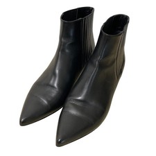 CELINE Leather Side Gore Ankle Boots Size 36 Black Women USED