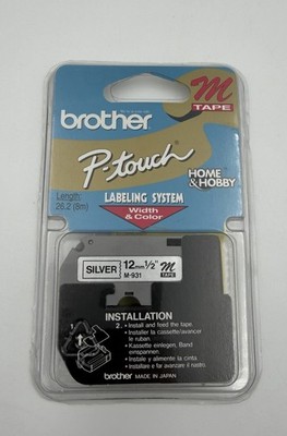 Brother M-931 M Tape Labeling Cartridge 12mm 1/2'' Silver 26.2ft P-Touch OEM