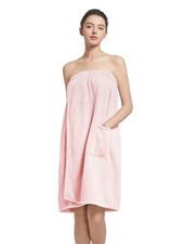 Women'S Soft Wrap Towel Full Length Bath Robe After Large-X-Large Light Pink