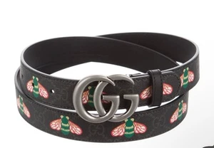 Ceinture Gucci GG MARMONT neuve avec étiquette avec abeilles noires avec imprimé abeille UNISEXE taille 110