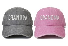 Grandpa and Grandma Gifts, Embroidered Grandparent Hats Soft Cotton, Gray  P...