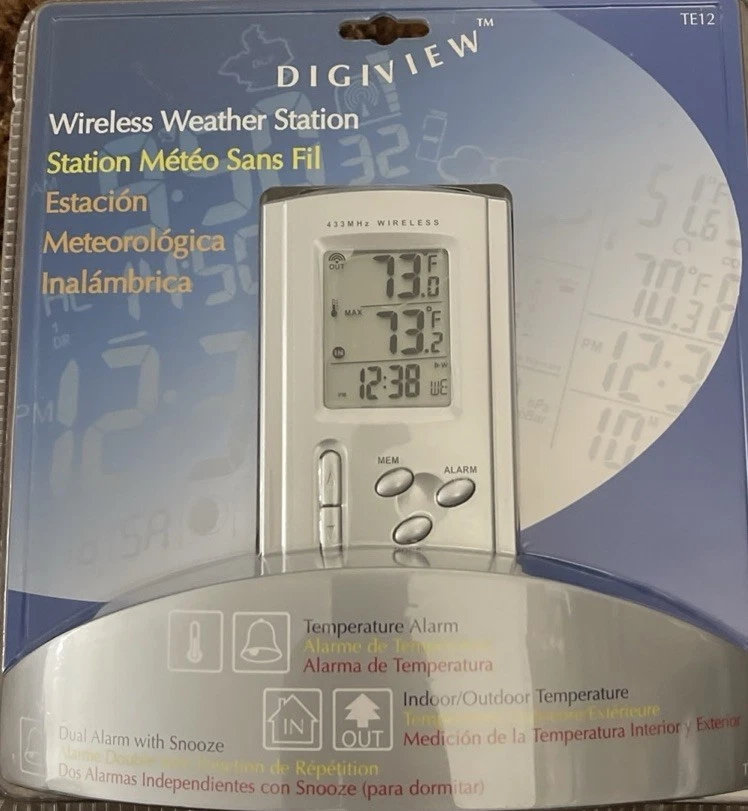 New Digiview Wireless Weather Station Indoor Outdoor Thermostat. #TE12 Silver - Image 3 of 4