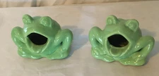 Lot of 2 Vintage Art Pottery Fat Frog Wide Mouth Ashtrays