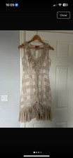 Tory Burch 100% Silk Beige Ruffle Dress