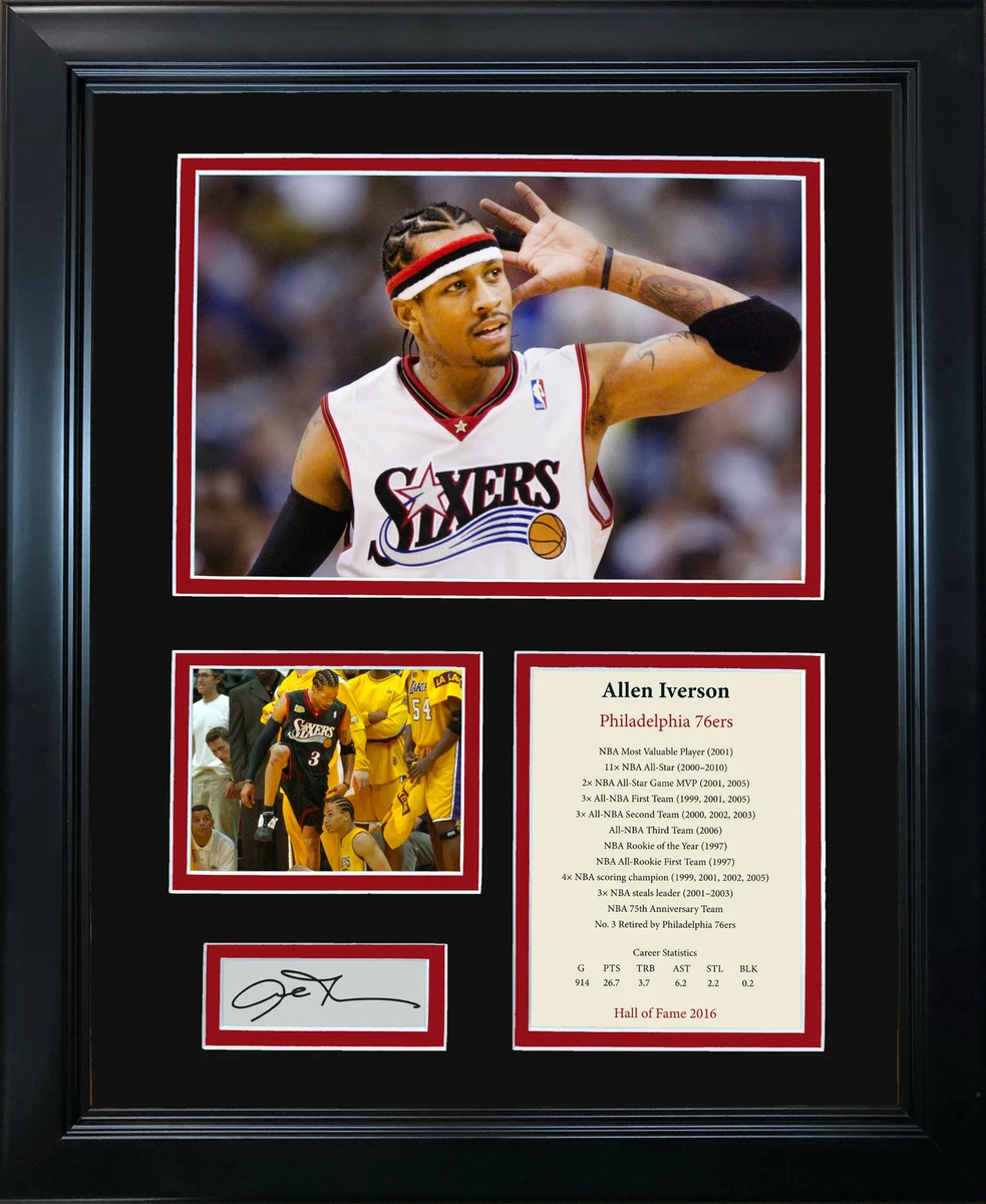 Framed Allen Iverson Hall of Fame Facsimile Engraved Auto 76ers 12