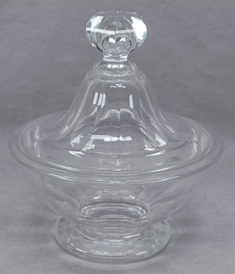 Mid 19th Century Baccarat Petal Cut Flint Glass Covered Sweetmeat Dish B