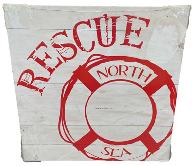 Wandbild in Holzoptik ''Rescue-North Sea'' Rettungsring ca. 50x50cm