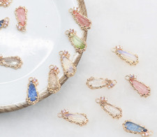 10pcs CZ Pave Water Drop Gemstone Charm,Cubic Zirconia Teardrop Pendants