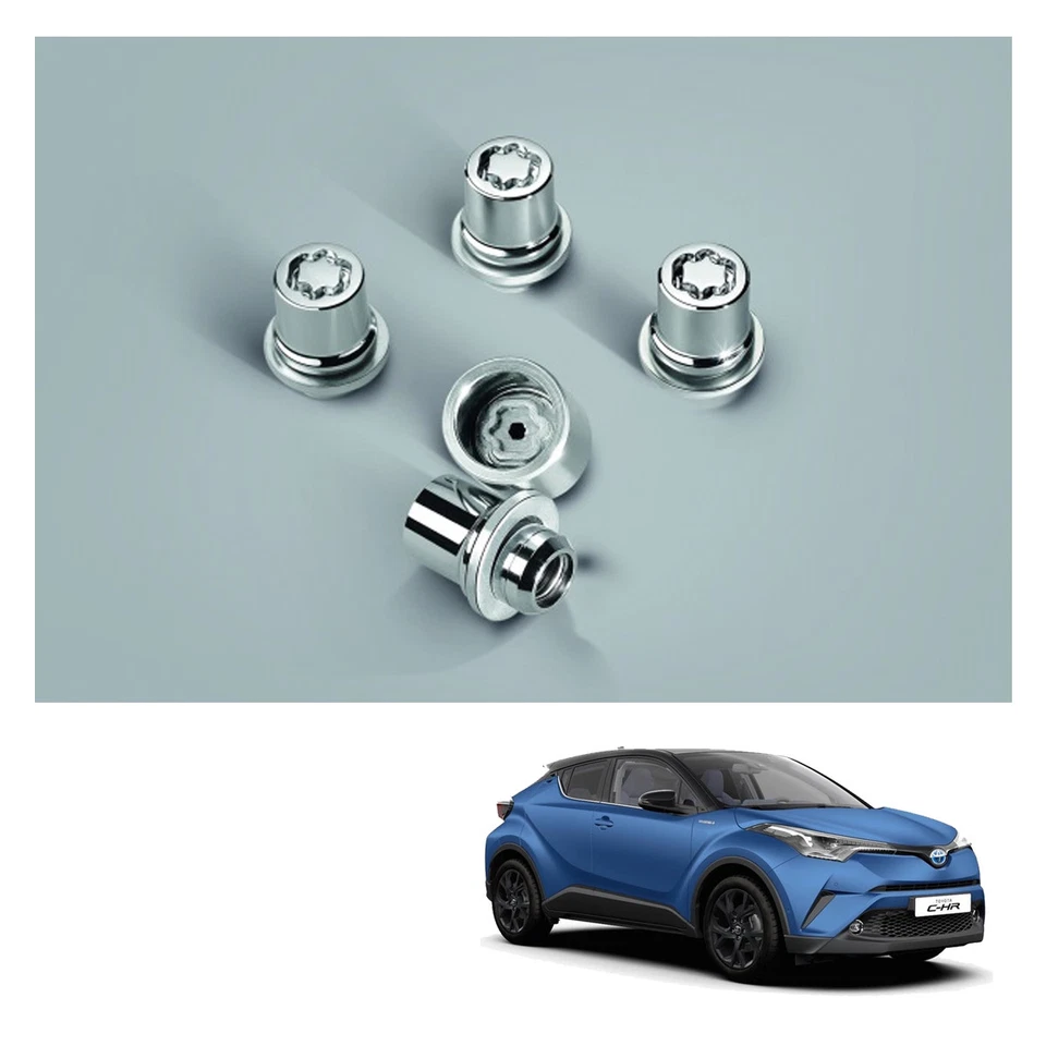 Wheel Lock 4 Nut + 1 Block Set Chrome For Toyota C-HR 2018 2019 - Imagem 3 de 4