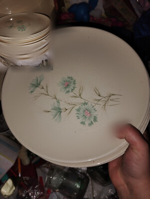 Ever Yours Boutonniere Dinner Plates Taylor Smith Taylor MCM Floral 4PC Vintage