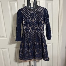 Eliza F Midi Long Sleeve Dress Navy Blue Size 2p