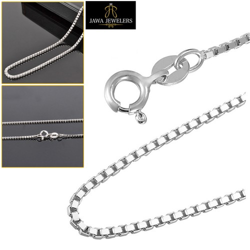Mens Womens 10K White Gold Box Chain 